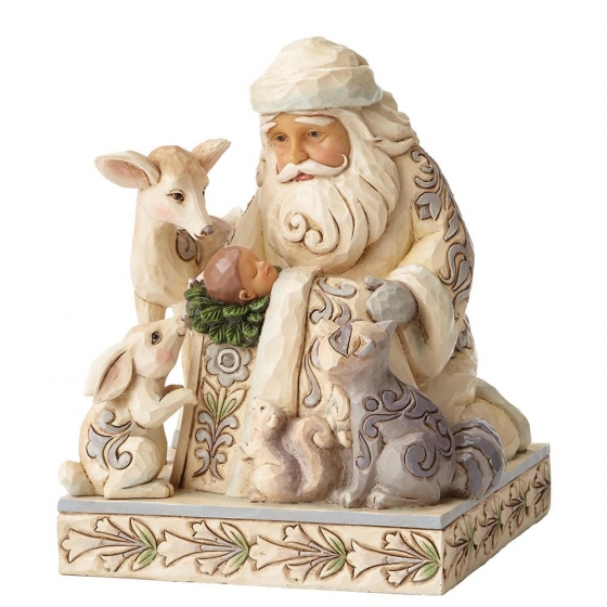 Heartwood Creek White Woodland Santa with baby Jesus