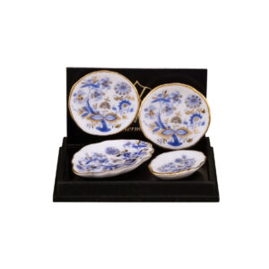 Reutter Miniaturen Blue Onion Godl bordjes en schaaltjes