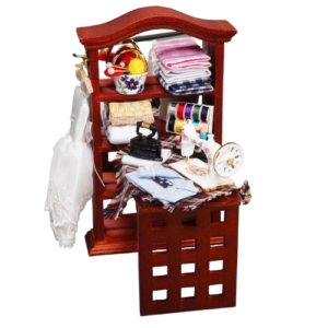 Reutter Miniaturen Kast met naaigerei en strijkbout