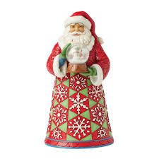 Heartwood Creek Santa holding mini snowglobe