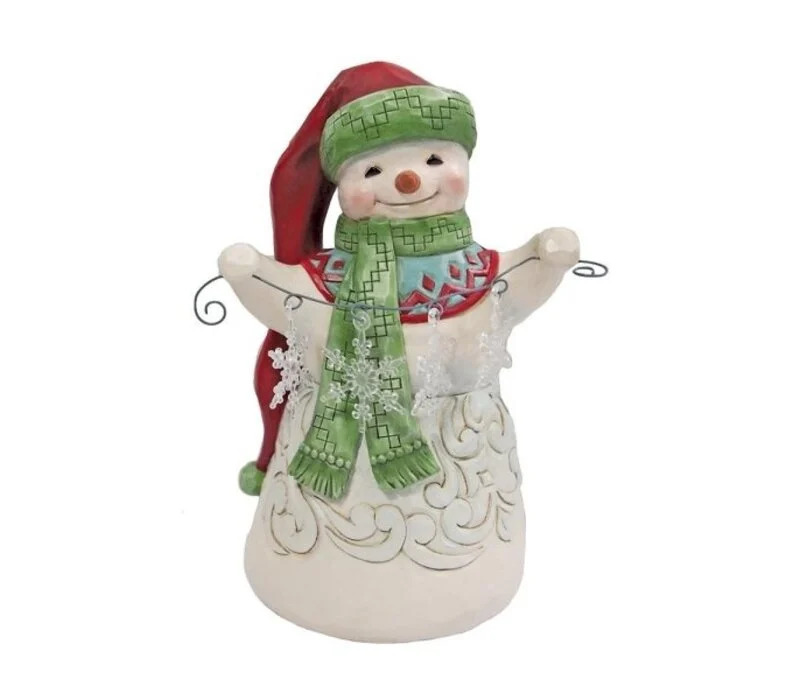 Heartwood Creek Snowman with garland of snowflakes