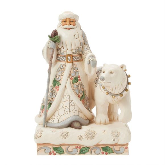 Heartwood Creek White Woodland Santa with polarbear