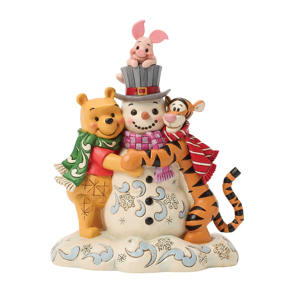 Disney Traditions Pooh & Friends hugging snowman