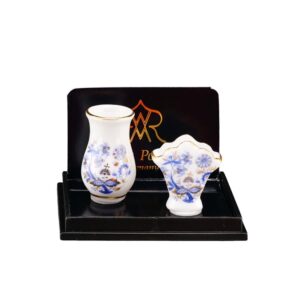 Reutter Miniaturen Blue Onion Twee vaasjes