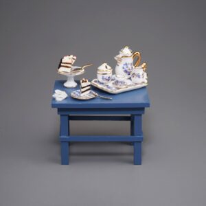 Reutter Miniaturen Blue Onion Keukentafel met koffieservies