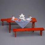 Reutter Miniaturen houten biertafel met decor